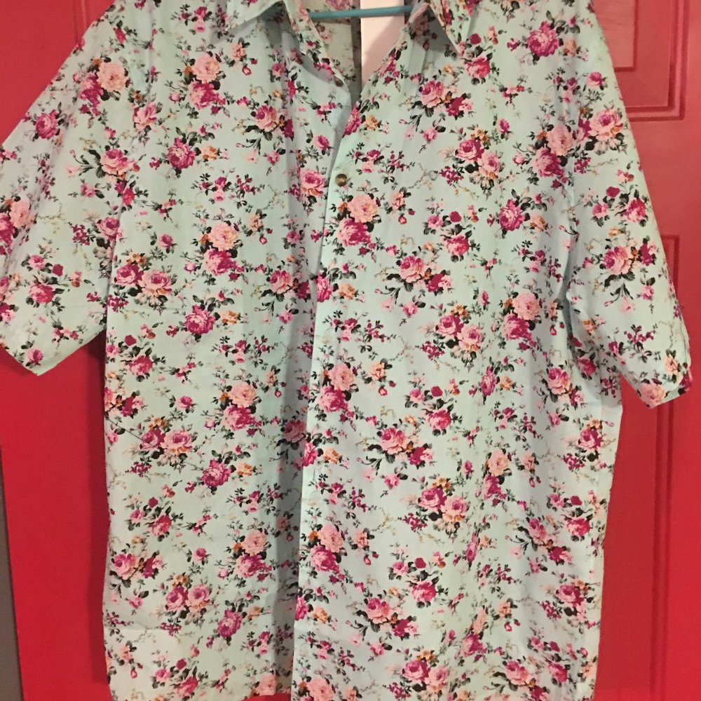 mens big and tall floral button-up